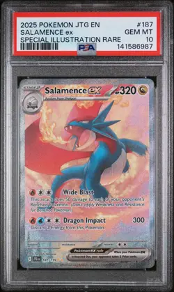 2025 POKEMON JTG EN-JOURNEY TOGETHER #187 SALAMENCE EX PSA 10 - Image 1