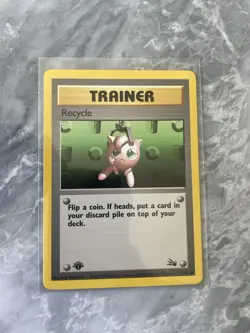 1999 Pokemon Trainer Card Recycle 1st First Edition Jigglypuff Fossil Set Lp Nm - Image 1