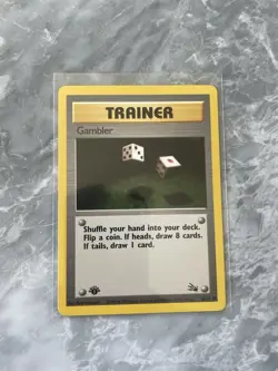 1999 Pokemon Trainer Card Gambler 1st First Edition LP NM WOTC Fossil Set Game - Image 1