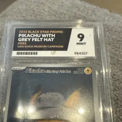 Pokemon Pikachu With Grey Felt Hat SVP 085 Van Gogh Promo Card Ace 9 MINT - Image 2