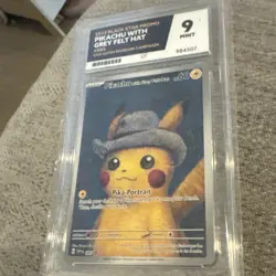 Pokemon Pikachu With Grey Felt Hat SVP 085 Van Gogh Promo Card Ace 9 MINT - Image 3