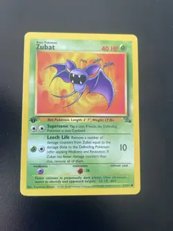 1999 Zubat Pokemon Card Common 57 57/62 Fossil Set LP NM WOTC 1st First Edition - Image 2
