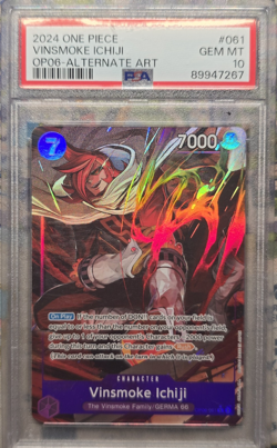One Piece Vinsmoke Ichiji OP06-061 Wings Captain Alt Art Foil Rare PSA 10 - Image 1