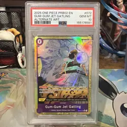 2025 One Piece PRB02 Gum Gum Jet Gatling Alternate Art 072 PSA 10 - Image 1