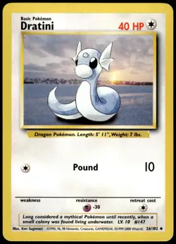 Dratini 26/102 Base Set Unlimited Uncommon LP Pokemon 1999 - Image 1