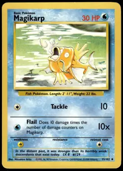Magikarp 35/102 Base Set Unlimited Uncommon LP Pokemon 1999 - Image 1