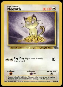 Meowth 56/64 Jungle Common LP Pokemon 1999 - Image 1