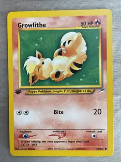 Growlithe 68/105 1st Edition NM Neo Destiny Non-Holo Pokemon -ShowYourCards- - Image 1