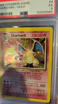 1999 Pokemon TCG Charizard EX Holo Rare Card 4/102 PSA 5 - Image 2