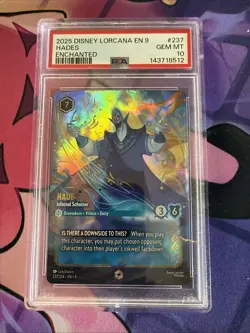 DISNEY LORCANA FABLED HADES INFERNAL SCHEMER ENCHANTED PSA 10 GEM MINT - Image 1