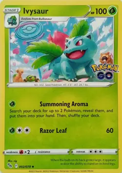 002/078 IVYSAUR | UNCOMMON | POKEMON GO POKEMON CARD - Image 1