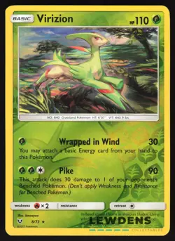 Virizion - 8/73 - Reverse Holo Holo Rare - Shining Legends - Pokemon Card - Image 1