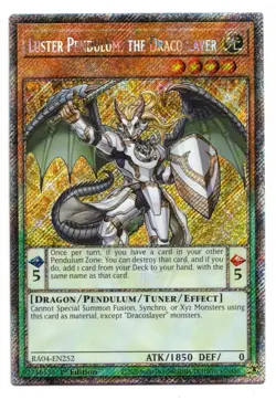 YuGiOh Card Luster Pendulum, the Dracoslayer RA04-EN252 Plat Secret Rare 1st! NM - Image 1