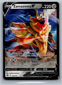 Zamazenta V SWSH09: Brilliant Stars #105/172 Ultra Rare,Holo Pokemon Card - Image 1
