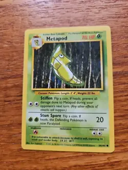 Pokemon TCG Metapod 1999 Wizards Of The Coast Base Set Card 54 Near Mint No Play - Image 3