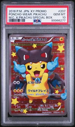 Pokemon Card Poncho Pikachu Mega Charizard X Promo 207/XY-P PSA 10 - Image 1