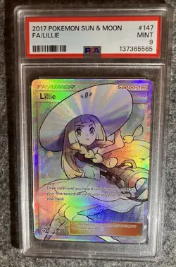 Pokemon TCG PSA 9 LILLIE Full Art 147/149 Sun & Moon Base Set 2017 - Image 1