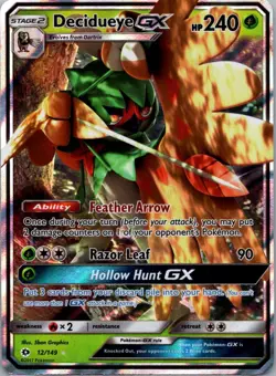 Pokemon TCG Decidueye GX 12/149 Sun Moon Holo NM - Image 1
