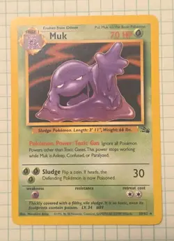 Pokemon TCG 1999 Muk 28/62 Fossil Set Regular Non Holo Vintage NM - Image 1