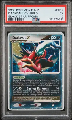 2008 Pokemon Diamond & Pearl #DP19 Darkrai Lv.X-Holo Black Star Promo PSA 5 - Image 1
