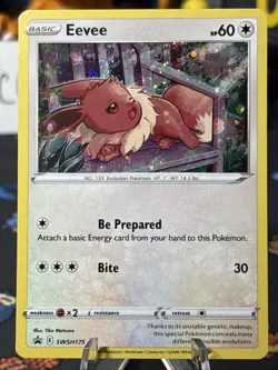 Pokemon TCG Sword & Shield Eevee SWSH175 Blk Star Promo Cosmos Holo DoubleSwirls - Image 1