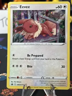 Pokemon TCG Sword & Shield Eevee SWSH175 Blk Star Promo Cosmos Holo DoubleSwirls - Image 3
