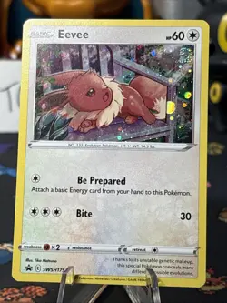Pokemon TCG Sword & Shield Eevee SWSH175 Blk Star Promo Cosmos Holo DoubleSwirls - Image 4