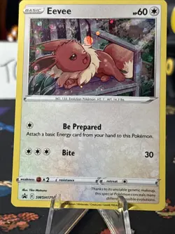Pokemon TCG Sword & Shield Eevee SWSH175 Blk Star Promo Cosmos Holo DoubleSwirls - Image 5
