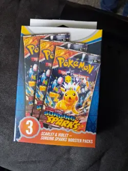 Pokemon TCG: Scarlet & Violet -Surging Sparks 3 Booster Packs New Factory Seal - Image 1