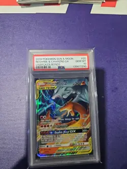 2019 POKEMON SUN & MOON UNBROKEN BONDS #20 RESHIRAM & CHARIZARD GX PSA 10 - Image 4