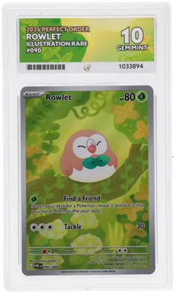 Rowlet 090/088 Perfect Order Illustration Rare - Ace Graded 10 Pokemon TCG 🦉 - Image 1