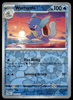 Wartortle 008/165 Uncommon 151 Pokemon Reverse Holo Near Mint - Image 1