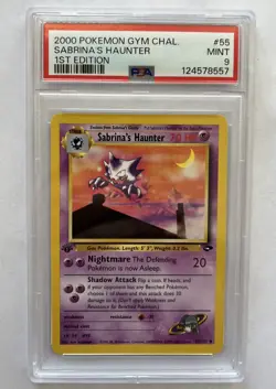 First Edition 2000 Pokemon Gym Challenge 55/132 Sabrina's Haunter PSA Mint 9 - Image 1