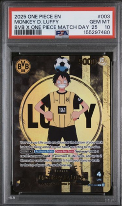 MONKEY D. LUFFY PSA 10 BVB X ONE PIECE MATCH DAY '25 2025 ONE PIECE PROMOS #003 - Image 1