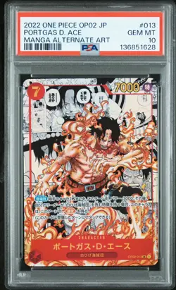 MANGA ALT ART PORTGAS D. ACE One Piece OP02 Paramount War Japanese #013 PSA 10 - Image 1