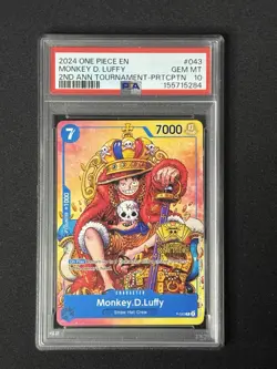 2024 ONE PIECE 2ND ANNIVERSARY PROMO P-043 Monkey D. Luffy PSA 10 GEM MINT - Image 1