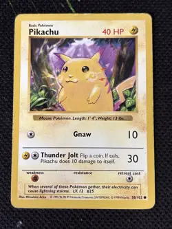 Pokemon Base Set Shadowless Pikachu 058/102 Yellow Cheeks Played - Image 1