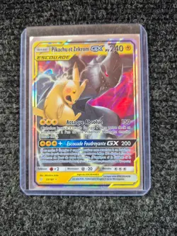 Pokemon TCG Tag Team Sun and Moon Pikachu & Zekrom GX Holo French - Image 3