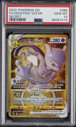 2022 POKEMON GO SECRET #086 FULL ART/MEWTWO VSTAR PSA 10 - Image 1