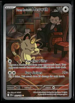 Team Rocket's Meowth 203/182 Illustration Rare Destined Rivals Pokemon NM/M - Image 1
