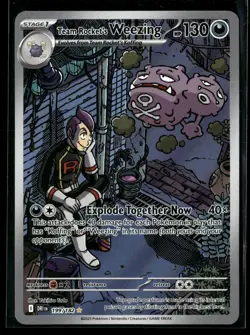 Team Rocket's Weezing 199/182 Illustration Rare Destined Rivals Pokemon NM/M - Image 1