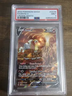 Fa/Entei V Pokemon Sword And Shield Crown Zenith GG36 NM PSA 9 - Image 1