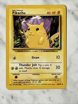 Pikachu Yellow Cheeks Shadowless 58/102 Base Set Pokemon TCG - Image 3
