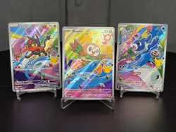 Rowlet Litten Popplio Alola First Partner Illustration Promo Lot Pokemon TCG NM - Image 1
