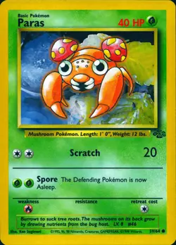 PARAS 59/64 COMMON JUNGLE POKEMON UNLIMITED NM - Image 1