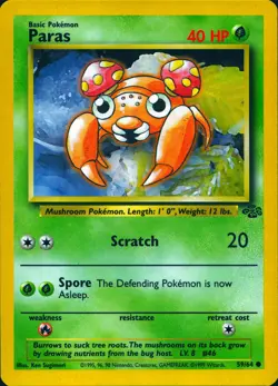 PARAS 59/64 COMMON JUNGLE POKEMON UNLIMITED LP - Image 1