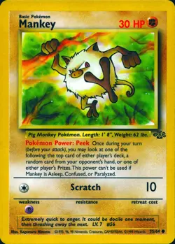MANKEY 55/64 COMMON JUNGLE POKEMON UNLIMITED LP - Image 1