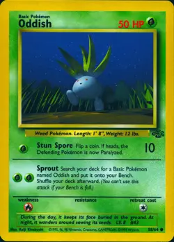 ODDISH 58/64 COMMON JUNGLE POKEMON UNLIMITED LP - Image 1