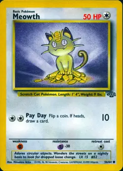 MEOWTH 56/64 COMMON JUNGLE POKEMON UNLIMITED LP - Image 1