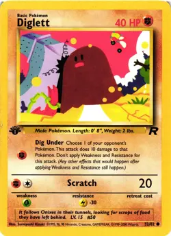 Pokemon TCG Diglett 52/82 Common Team Rocket Pokemon 1st Edition LP - Image 1